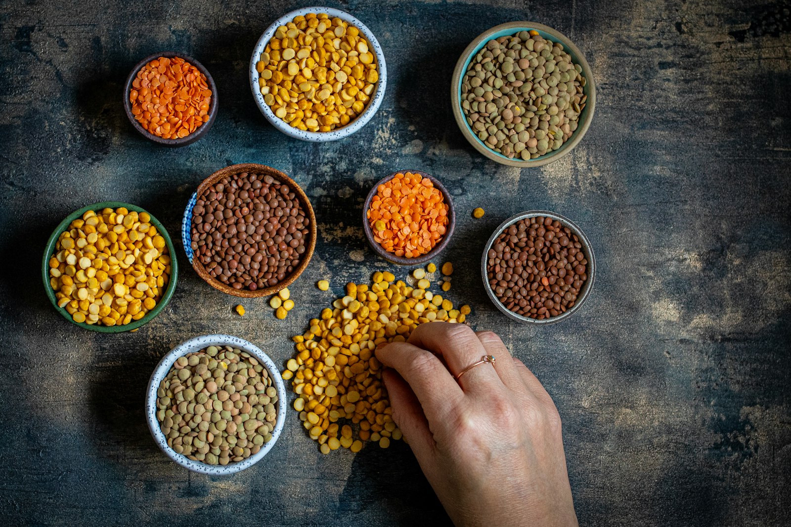 Indian grains, pulses, and spices arranged for trade inquiry